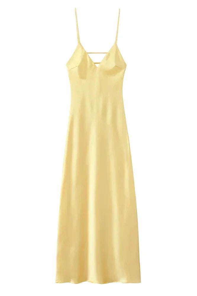 Notiglo - Elegant Backless Sleeveless V Neck High Waist Maxi Dress