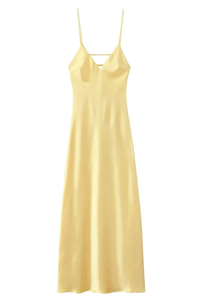 Notiglo - Elegant Backless Sleeveless V Neck High Waist Maxi Dress