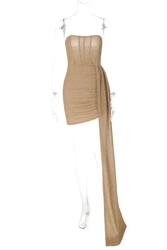 Elegant Off-Shoulder Strapless Lace-Up Sleeveless Mini Dress