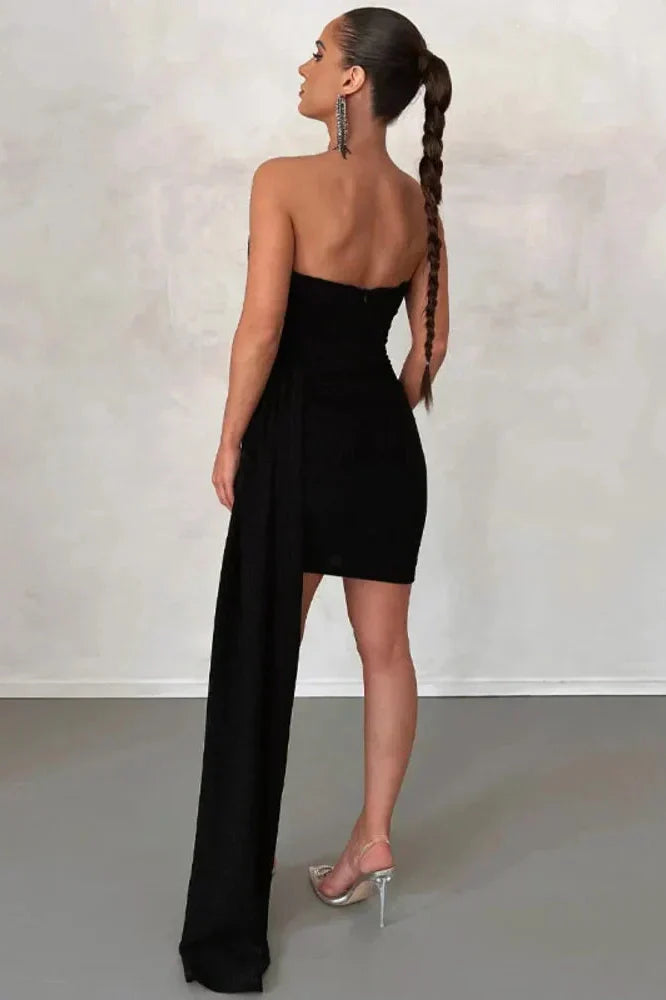Elegant Off-Shoulder Strapless Lace-Up Sleeveless Mini Dress
